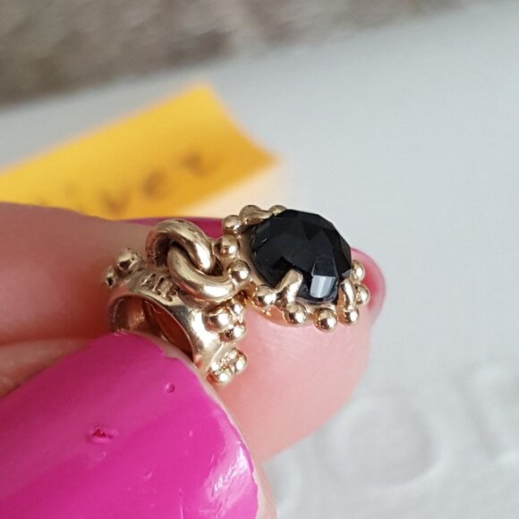 RARE Pandora 14K Gold Black Spinel Shining Star Sun Dangle Charm Retired Vintage - Picture 8 of 10